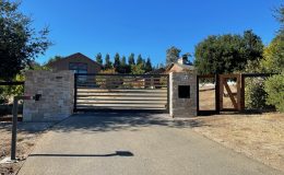 Cantilever gate at california home showing keypad